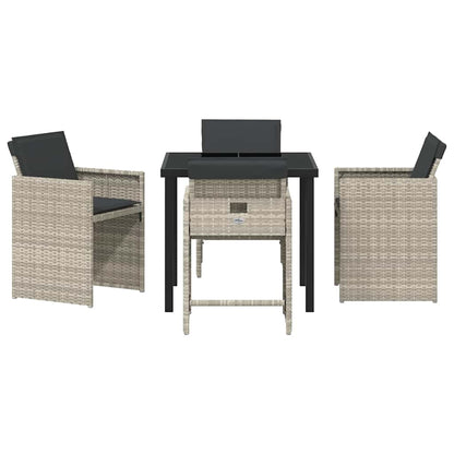 Tuin Eetset 5 pcs Lichtgrijs poly rattan