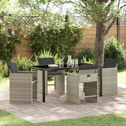 Tuin eettafelset 5 pcs Lichtgrijs poly rattan