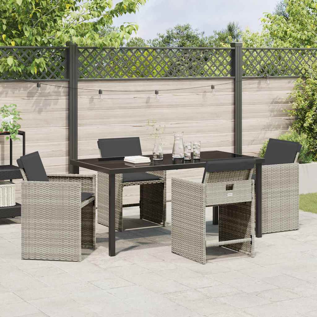 Tuin eettafelset 5 pcs Lichtgrijs poly rattan