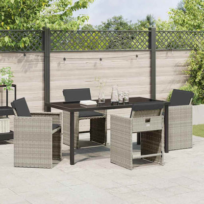 Tuin eettafelset 5 pcs Lichtgrijs poly rattan