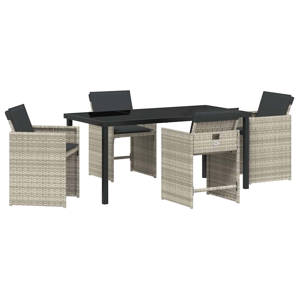 Tuin eettafelset 5 pcs Lichtgrijs poly rattan