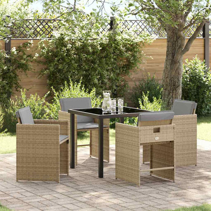 Tuin eettafelset 5 pcs Beige poly rattan