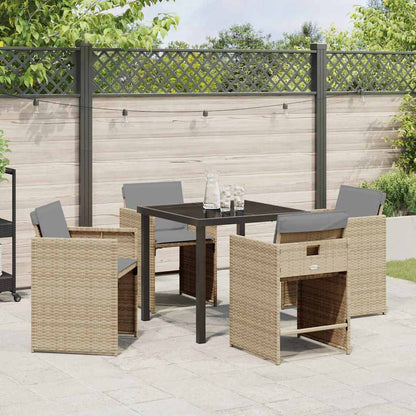Tuin eettafelset 5 pcs Beige poly rattan