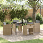 Garden dining set 5 pcs Beige poly rattan