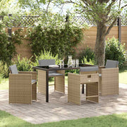 Tuin eettafelset poly rattan beige 4 personen