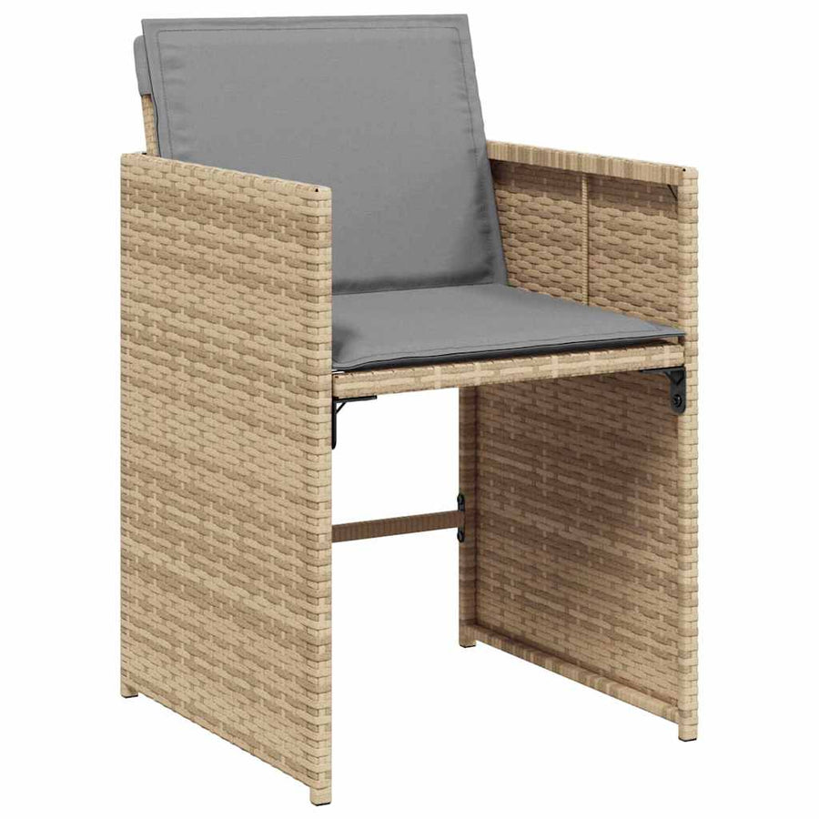 Tuin eettafelset 5 pcs Beige poly rattan