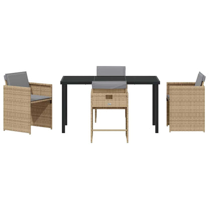 Tuin eettafelset 5 pcs Beige poly rattan