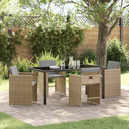 Tuin eettafelset 5 pcs Beige poly rattan