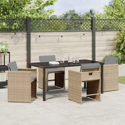 Tuin eettafelset 5 pcs Beige poly rattan