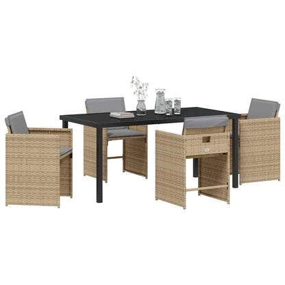 Tuin eettafelset 5 pcs Beige poly rattan
