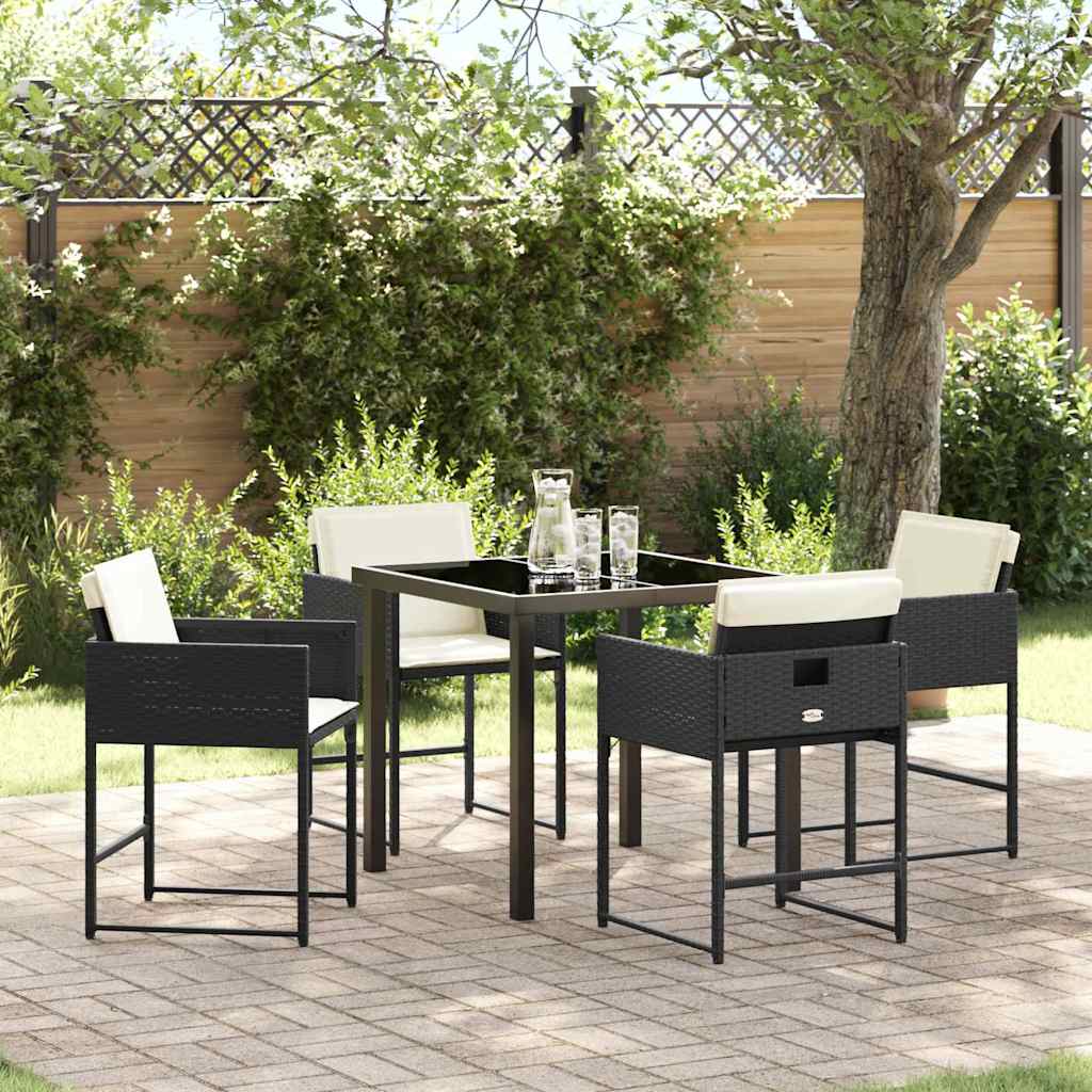 Tuin Eetset 5 pcs Zwart poly rattan