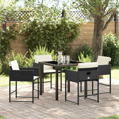Tuin Eetset 5 pcs Zwart poly rattan