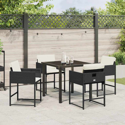 Tuin Eetset 5 pcs Zwart poly rattan