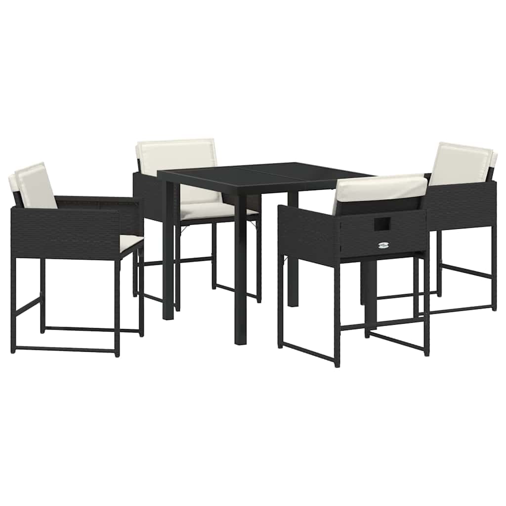 Tuin Eetset 5 pcs Zwart poly rattan
