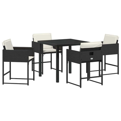 Tuin Eetset 5 pcs Zwart poly rattan
