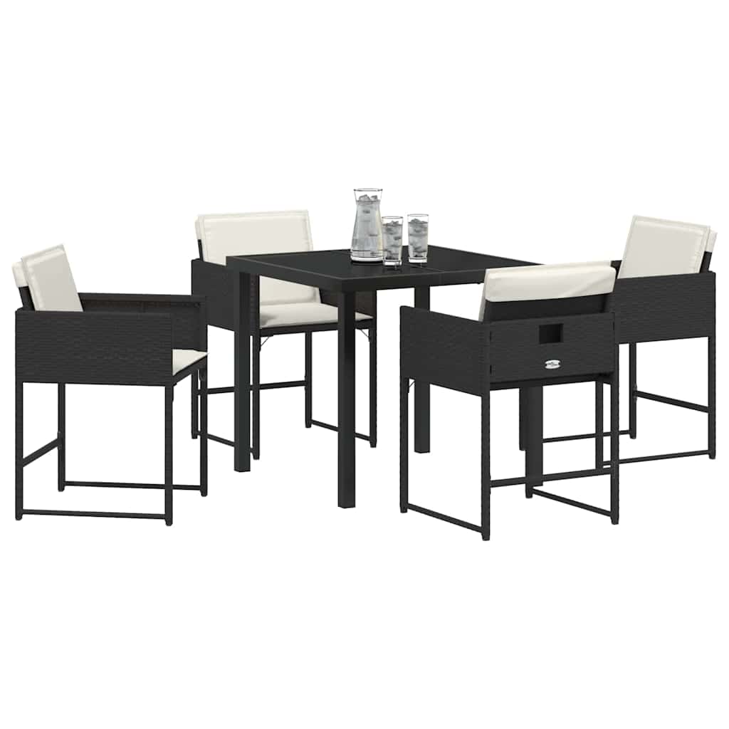 Tuin Eetset 5 pcs Zwart poly rattan
