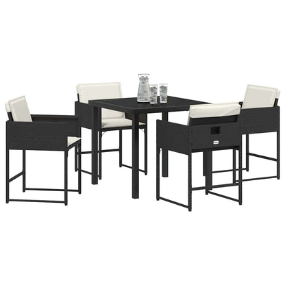 Tuin Eetset 5 pcs Zwart poly rattan
