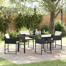 Tuin Eetset 5 pcs Zwart poly rattan