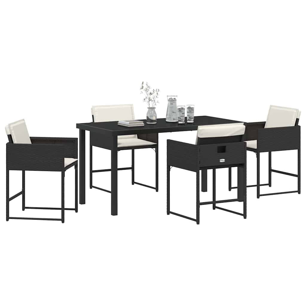 Tuin Eetset 5 pcs Zwart poly rattan