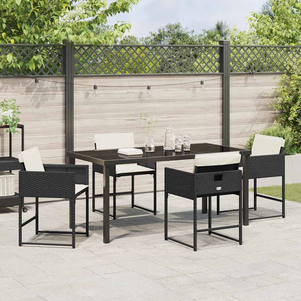 Tuin Eetset 5 pcs Zwart poly rattan