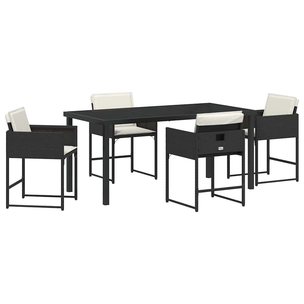 Tuin Eetset 5 pcs Zwart poly rattan