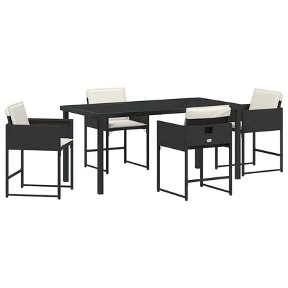 Tuin Eetset 5 pcs Zwart poly rattan