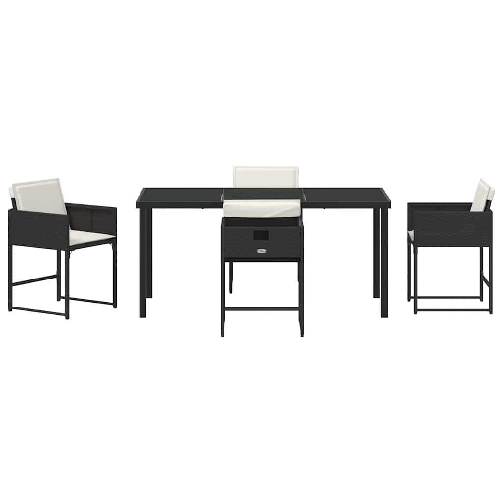 Tuin Eetset 5 pcs Zwart poly rattan
