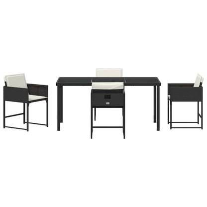 Tuin Eetset 5 pcs Zwart poly rattan