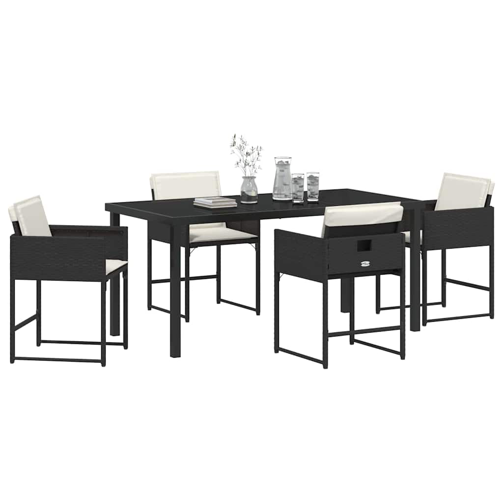Tuin Eetset 5 pcs Zwart poly rattan