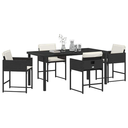Tuin Eetset 5 pcs Zwart poly rattan