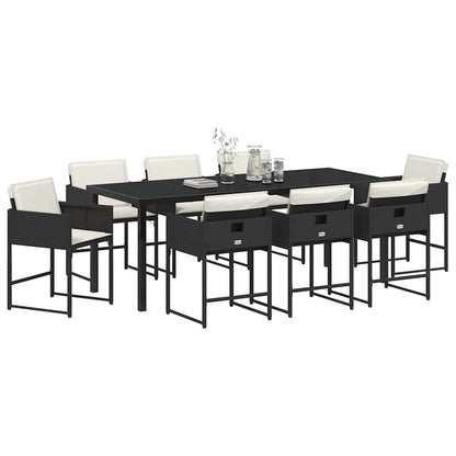 Tuin Eettafelset 9 Pcs Poly Rattan 8-persoons Zwart en crèmewit 200 cm