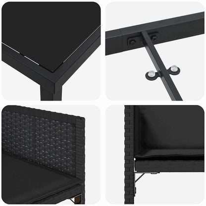 Tuin Eetset 5 pcs Zwart poly rattan