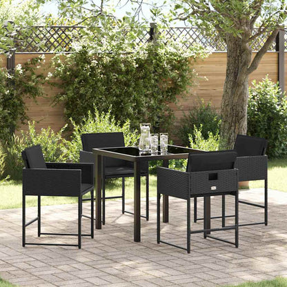 Tuin Eetset 5 pcs Zwart poly rattan