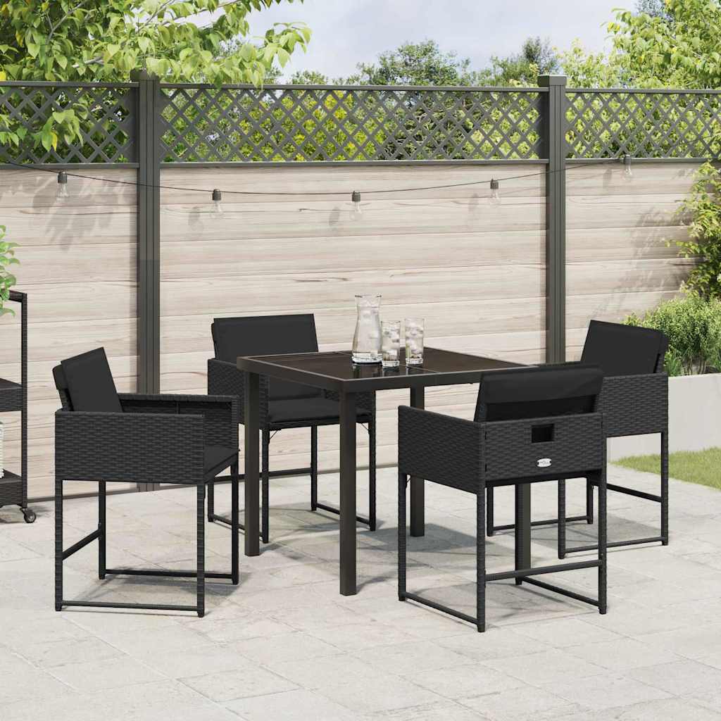 Tuin Eetset 5 pcs Zwart poly rattan