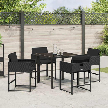 Tuin Eetset 5 pcs Zwart poly rattan