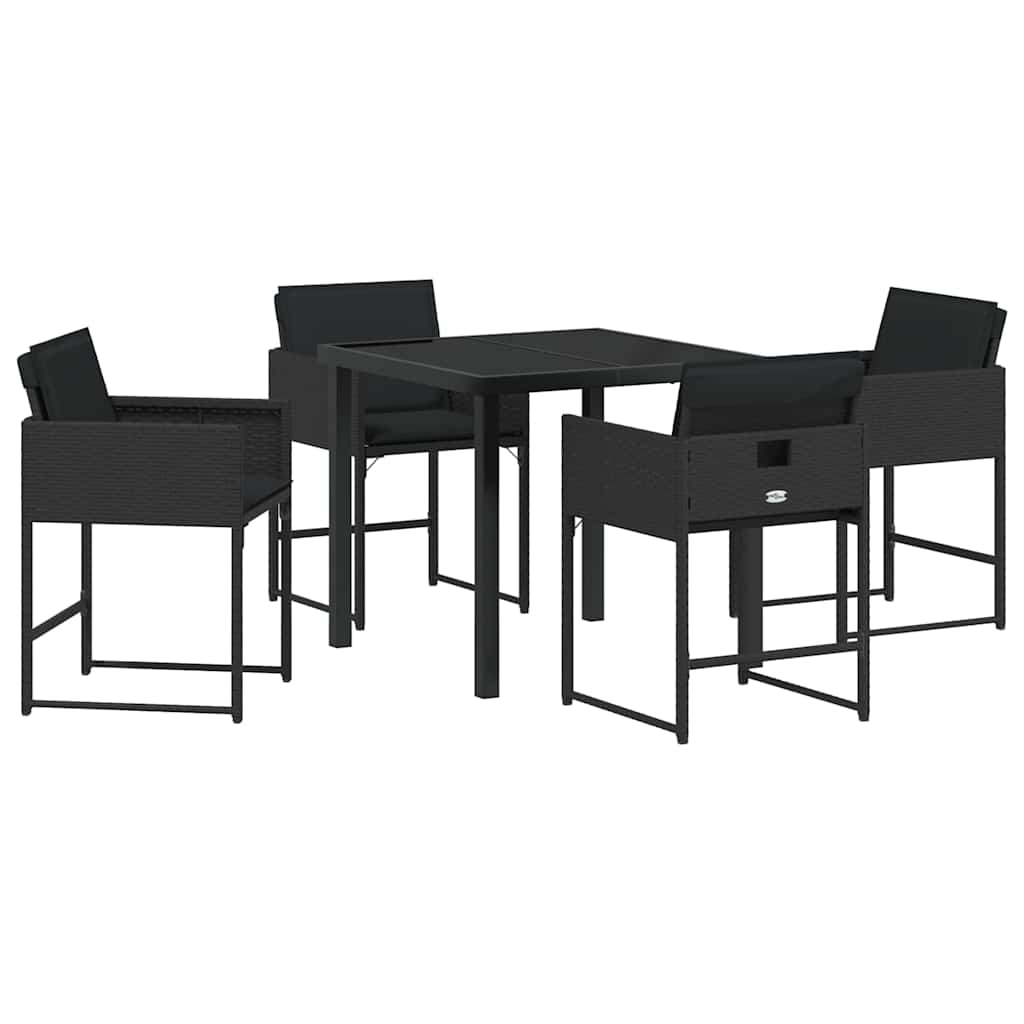 Tuin Eetset 5 pcs Zwart poly rattan