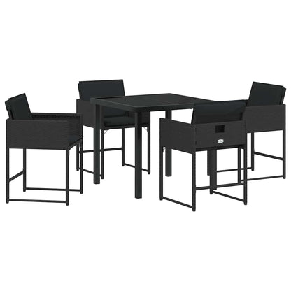 Tuin Eetset 5 pcs Zwart poly rattan