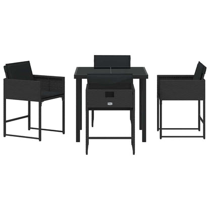 Tuin Eetset 5 pcs Zwart poly rattan
