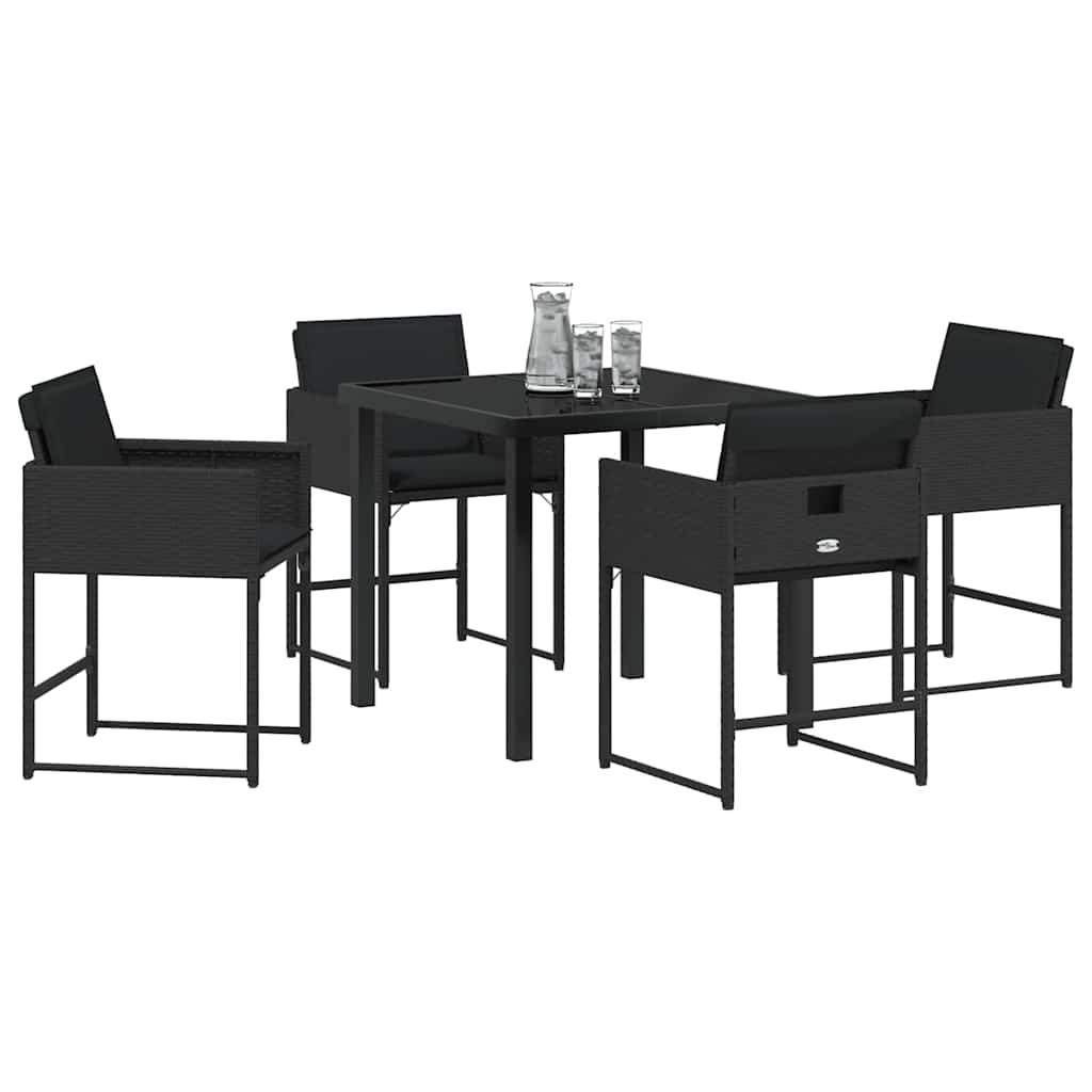 Tuin Eetset 5 pcs Zwart poly rattan