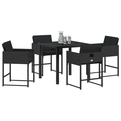Tuin Eetset 5 pcs Zwart poly rattan