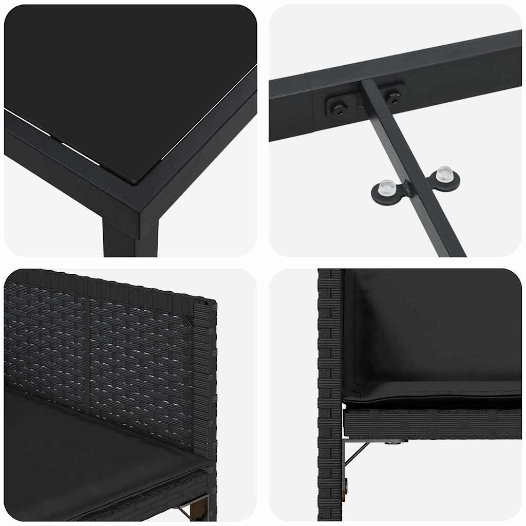Tuin Eetset 5 pcs Zwart poly rattan