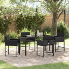 Tuin eettafelset 5-delig poly rattan zwart