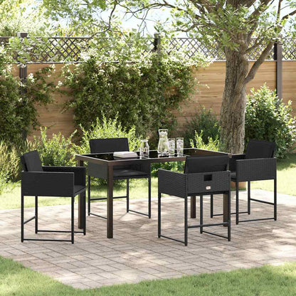 Tuin Eetset 5 pcs Zwart poly rattan