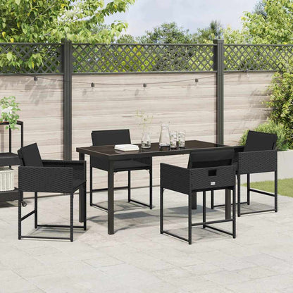 Tuin Eetset 5 pcs Zwart poly rattan