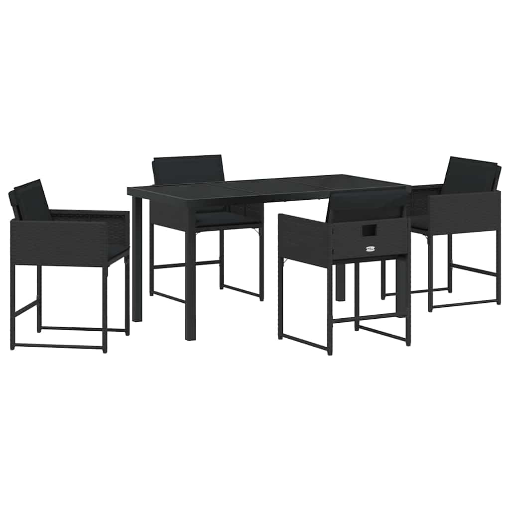 Tuin Eetset 5 pcs Zwart poly rattan