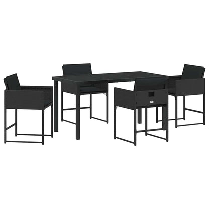 Tuin Eetset 5 pcs Zwart poly rattan