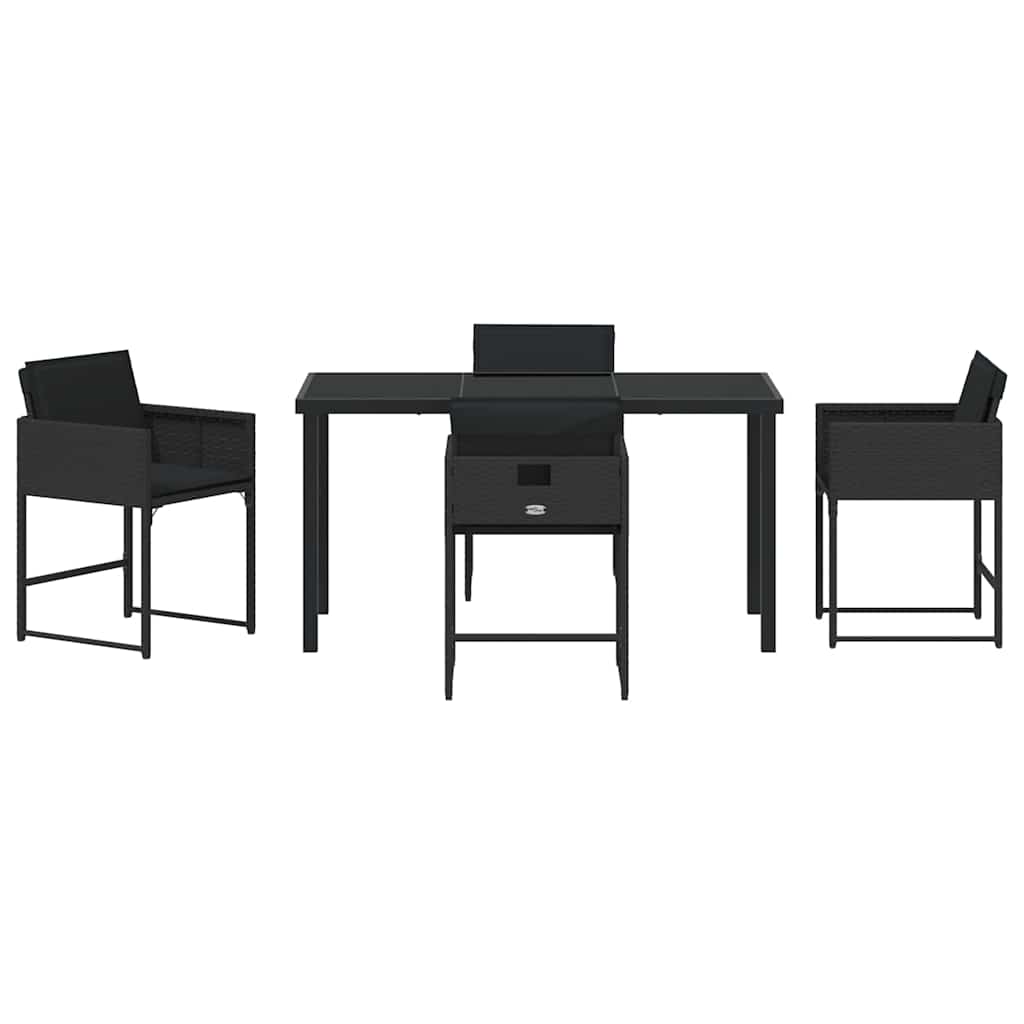 Tuin Eetset 5 pcs Zwart poly rattan