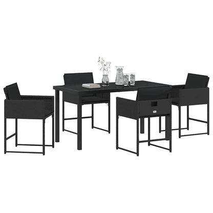 Tuin Eetset 5 pcs Zwart poly rattan
