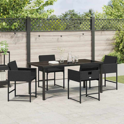 Tuin Eetset 5 pcs Zwart poly rattan