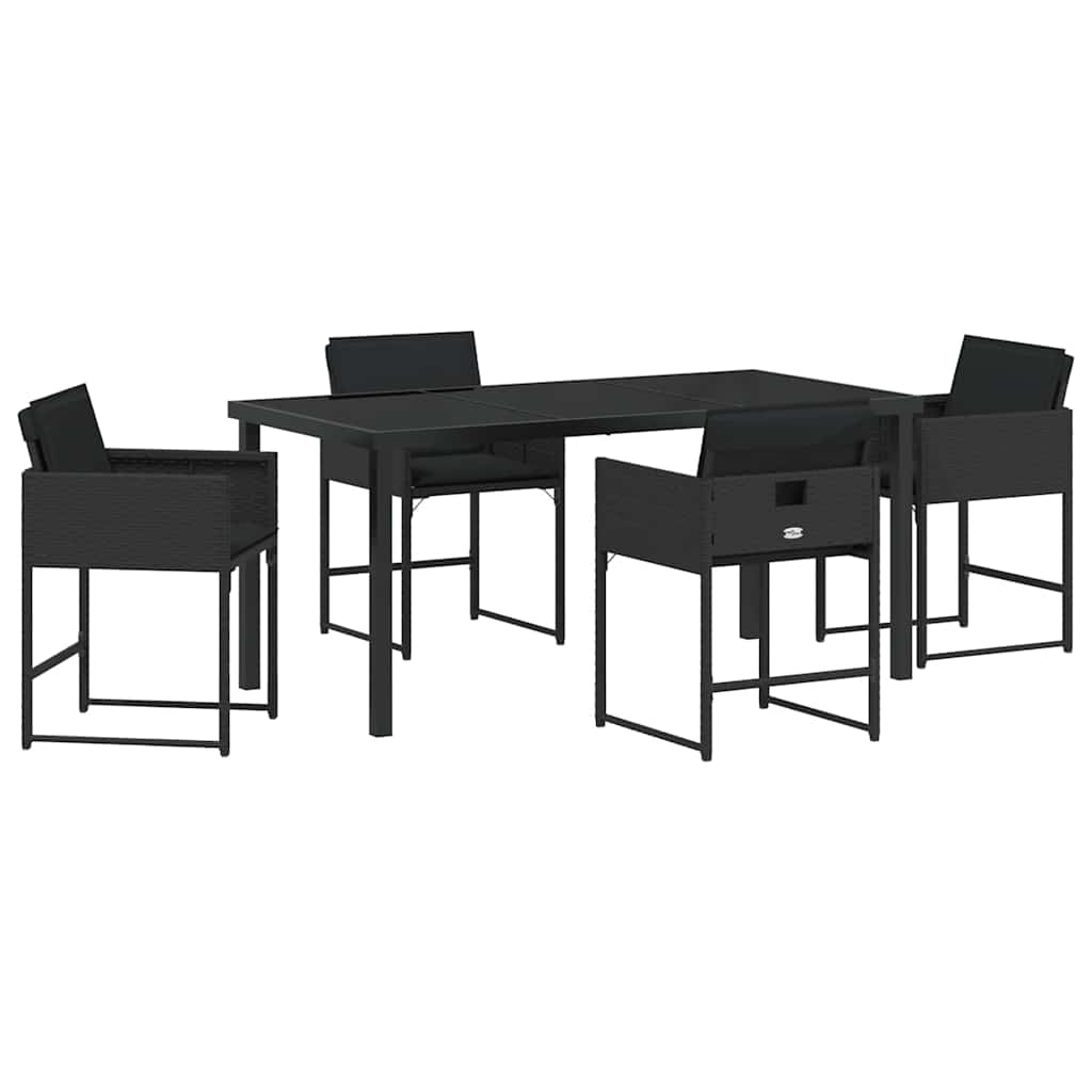 Tuin Eetset 5 pcs Zwart poly rattan